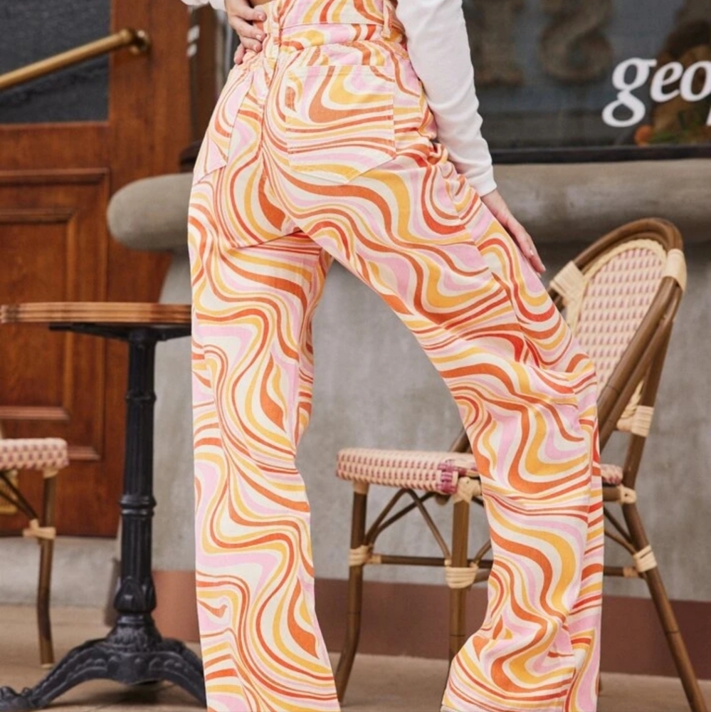 SHEIN high wasted psychedelic pants